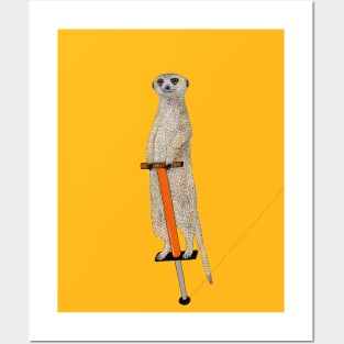 Meerkat on a Pogo Stick Posters and Art